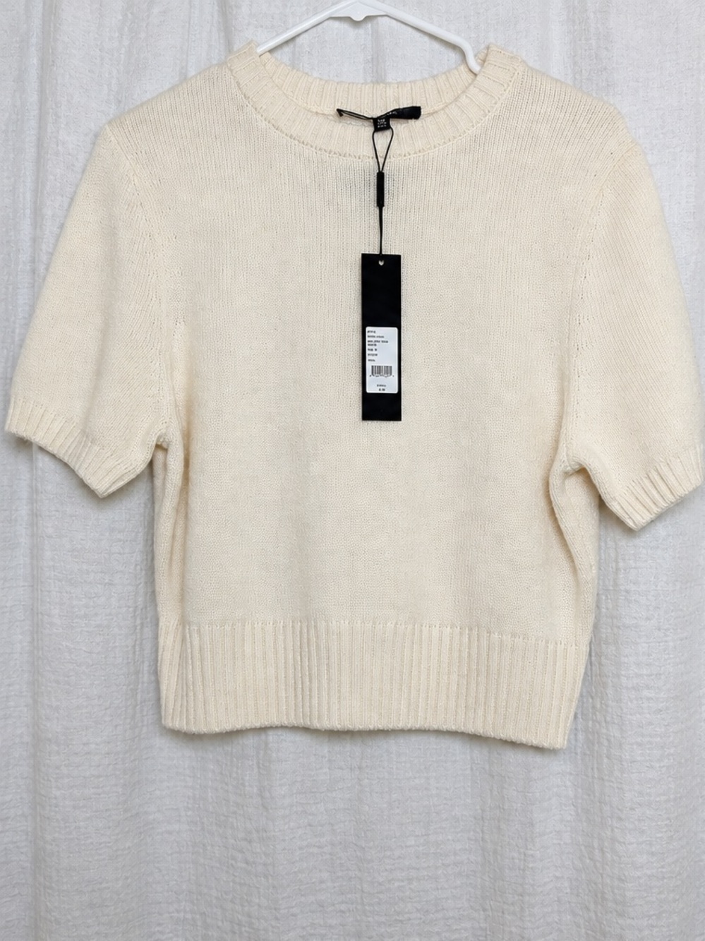 NWT Toccin Elsie Short Sleeve Wool Cashmere Sweater Ivory